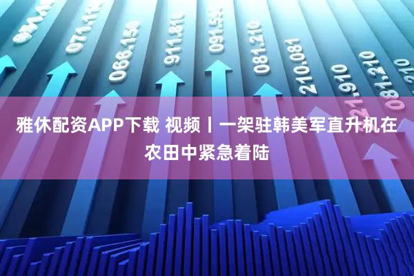 雅休配资APP下载 视频丨一架驻韩美军直升机在农田中紧急着陆